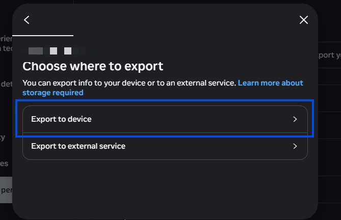 Choose where to export