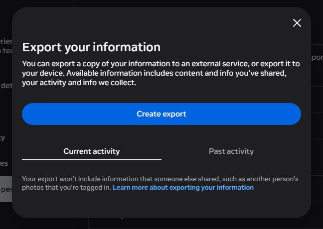 Create export button