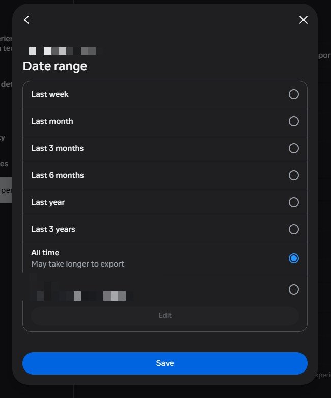 Date range set to All time